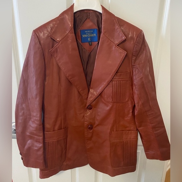 Vintage Other - Nino Cerruti by Rue Royale Vintage Leather 1970s Mens Sports Coat Rust Jacket